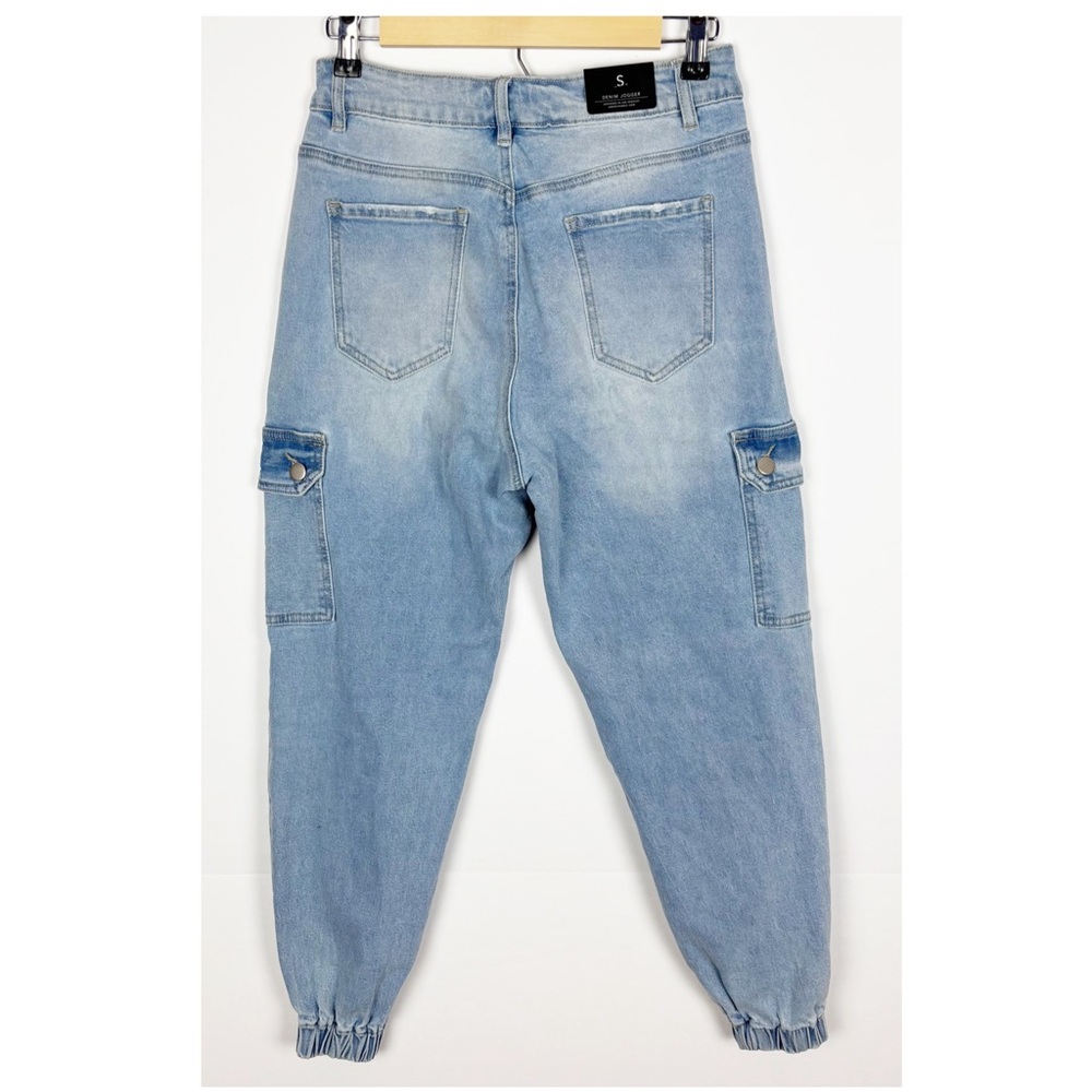 American Bazi Los Angeles Denim Joggers Baggy Distressed Denim Pockets Small - Picture 2 of 9